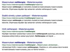 Google kuvakaappaus nettiterapia hakutuloksista. Jan holmberg Mainio blogi janholmberg.weebly.com
